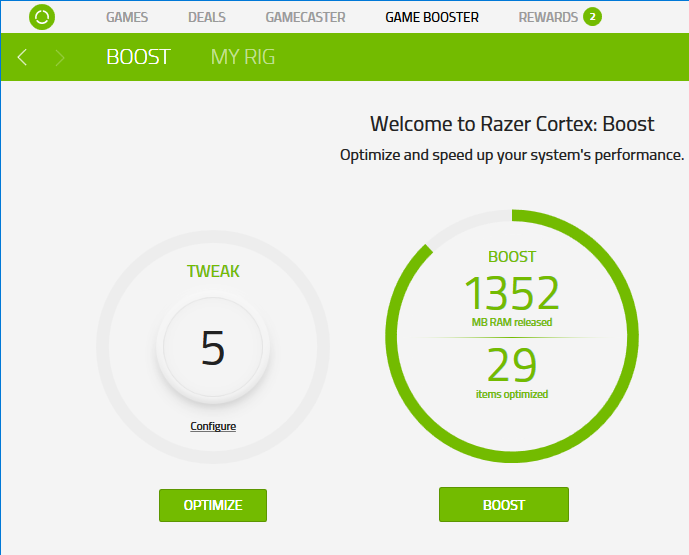 Tip 20 Razer Cortex schakelt overbodige achtergrond apps uit en optimaliseert je computer tijdelijk voor maximale prestaties.