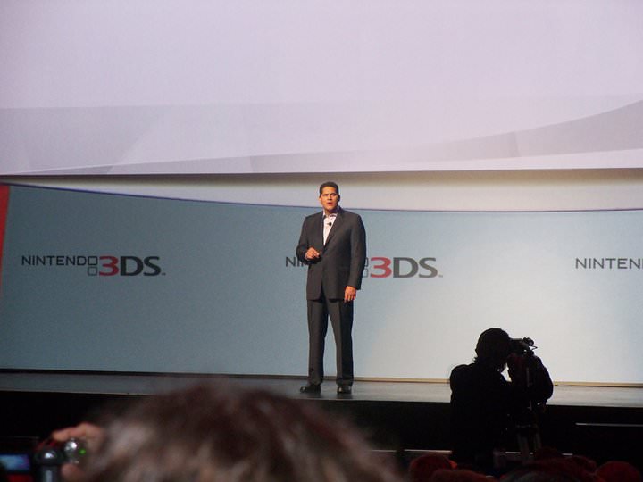 Nintendo’s Reggie Fils-Aime tijdens een persconferentie op de E3.