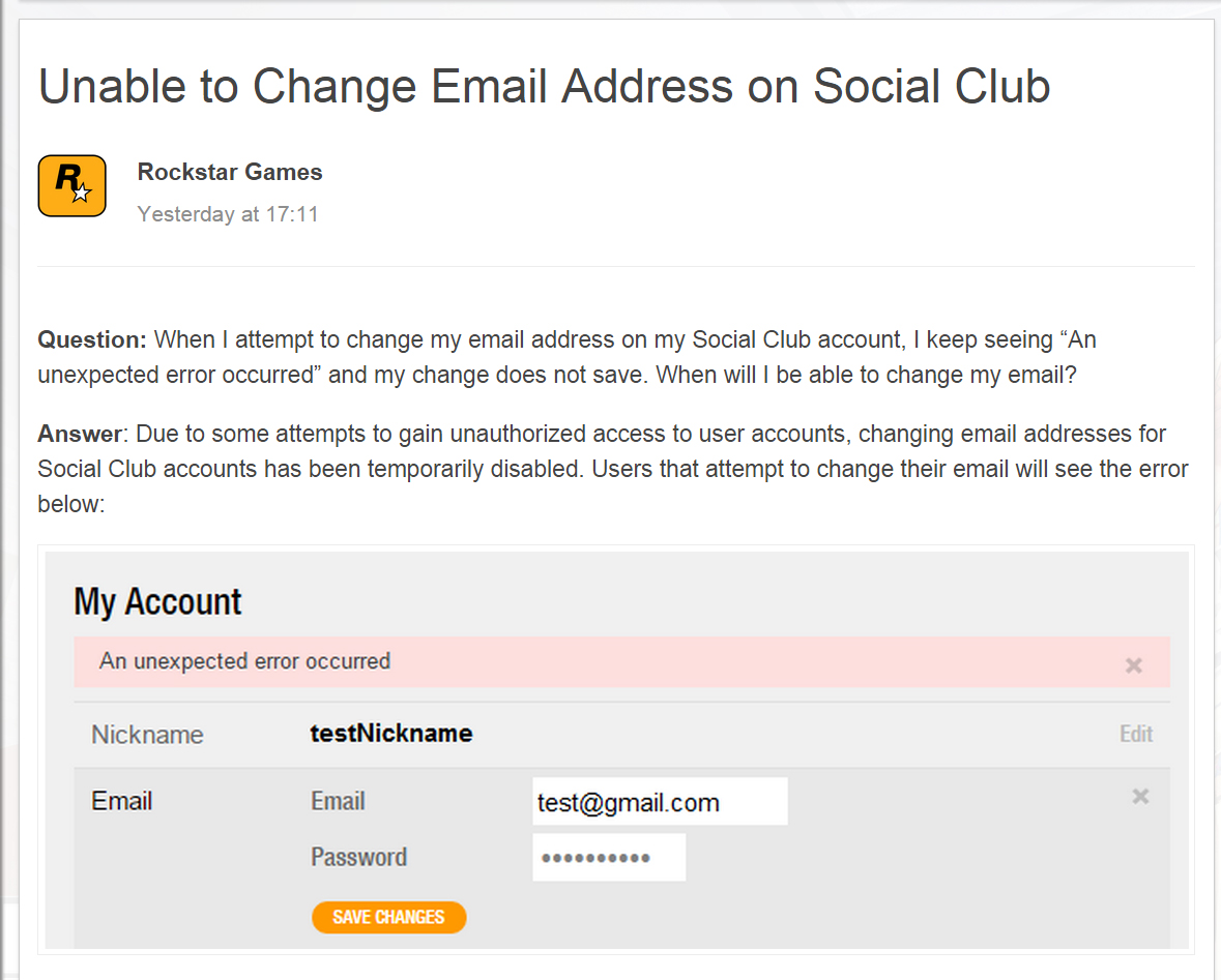 E-mailadres Rockstar Social Club-accounts niet te wijzigen door hack.